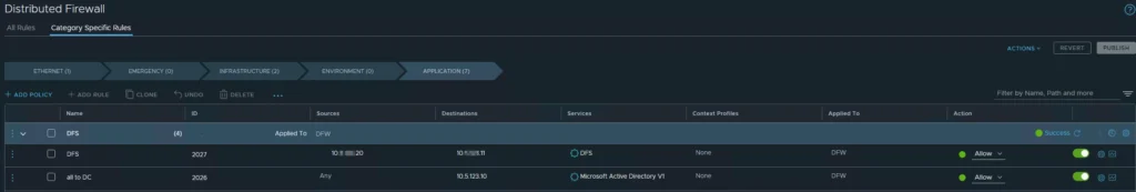 NSX Firewall policy DFS