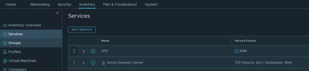 NSX Services DFS
